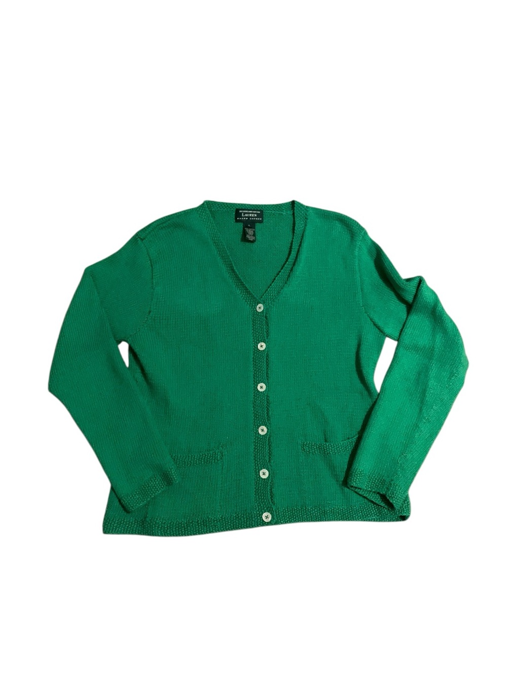 Lauren Ralph Lauren Green 100% cotton cardigan size L